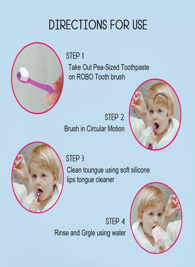 E - Buddies Tooth brush and Tongue cleaner with travel capsule holder,for Baby Kids Flexible design special for kids soft bristle Oral care tool combo.Pack of 4 (Color as per Avaibility) - Image 5